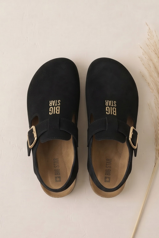 Sieviešu sandales no dabīgās zamšādas Big Star TT274544 melnas