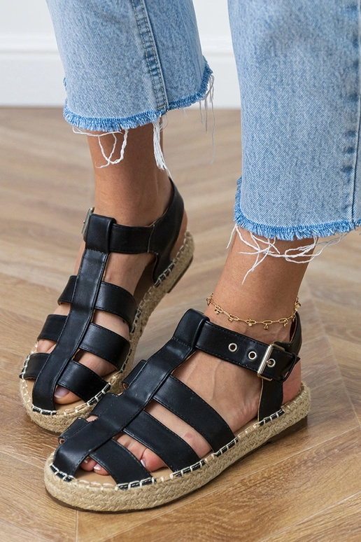 Melni slēgti espadrilles sūkņi Kleona