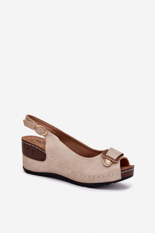Smilšu un zelta krāsas vieglas platformas sandales Comfort Shoes Efravia