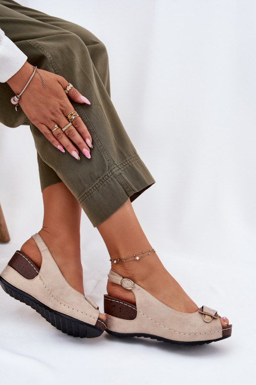 Smilšu un zelta krāsas vieglas platformas sandales Comfort Shoes Efravia