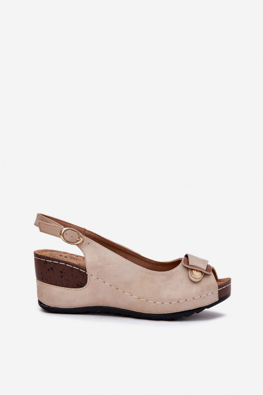 Smilšu un zelta krāsas vieglas platformas sandales Comfort Shoes Efravia