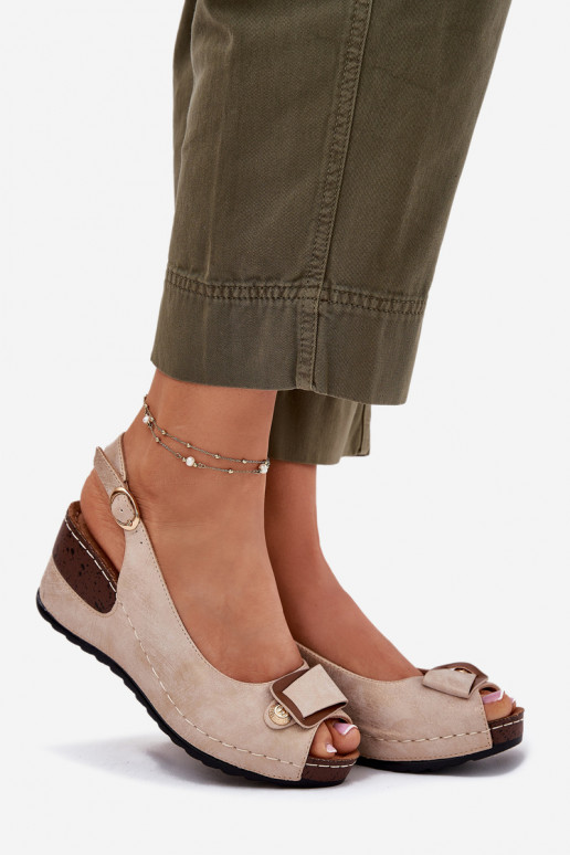 Smilšu un zelta krāsas vieglas platformas sandales Comfort Shoes Efravia