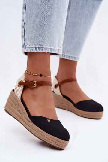 Melnu krāsu espadrilles ar platformu