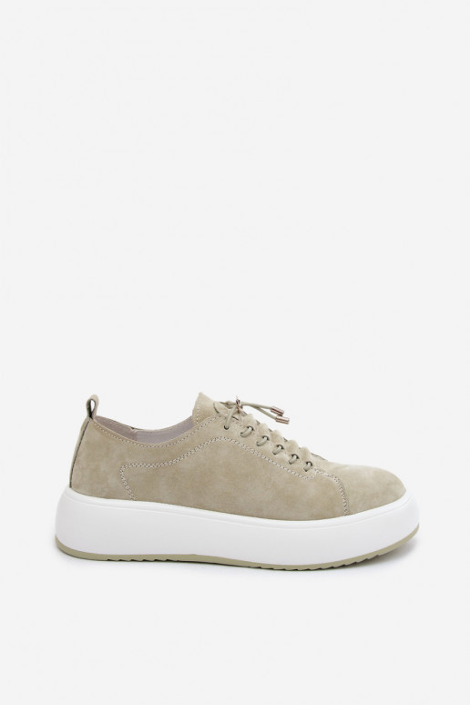 apavi Sneakers modeļa apavi ar platformuIeslēgtsturalnego zamšādasu piparmētras krāsas Blushy