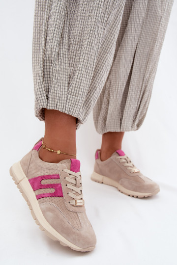 sporta apavi Sneakers modeļa apaviIeslēgtsturalnego zamšādasu Sieviešu smilšu krāsas Lovey 2
