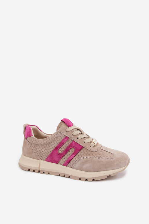 sporta apavi Sneakers modeļa apaviIeslēgtsturalnego zamšādasu Sieviešu smilšu krāsas Lovey