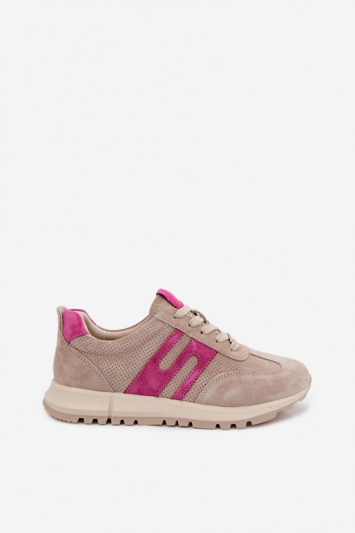 sporta apavi Sneakers modeļa apaviIeslēgtsturalnego zamšādasu Sieviešu smilšu krāsas Lovey