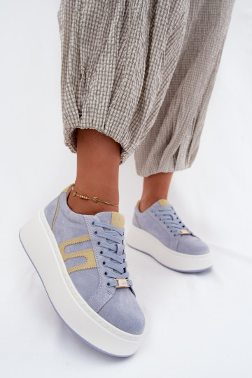 Sneakers modeļa apavi Sieviešu ar platformu no dabīgas ādasoIna Zilas krāsas Salima