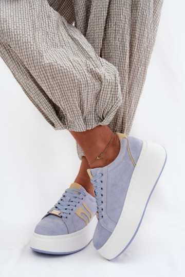 Sneakers modeļa apavi Sieviešu ar platformu no dabīgas ādasoIna Zilas krāsas Salima 2