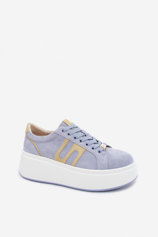 Sneakers modeļa apavi Sieviešu ar platformu no dabīgas ādasoIna Zilas krāsas Salima
