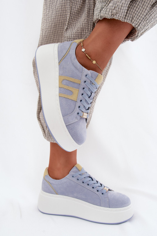 Sneakers modeļa apavi Sieviešu ar platformu no dabīgas ādasoIna Zilas krāsas Salima