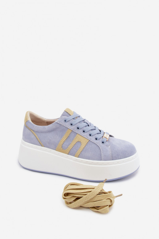 Sneakers modeļa apavi Sieviešu ar platformu no dabīgas ādasoIna Zilas krāsas Salima