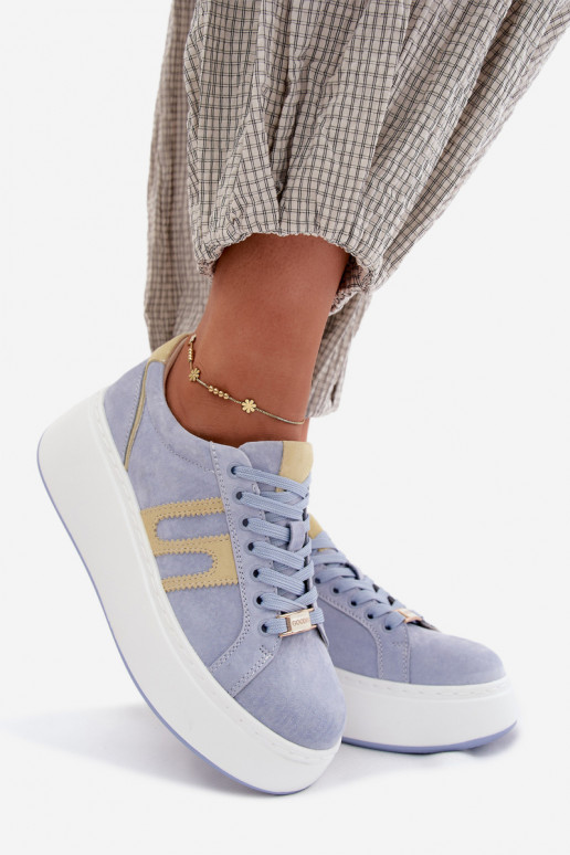 Sneakers modeļa apavi Sieviešu ar platformu no dabīgas ādasoIna Zilas krāsas Salima