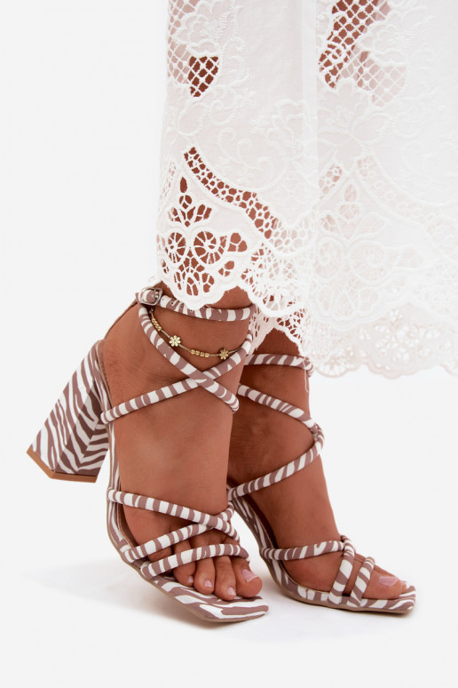 Augstpapēžu sandales smilšu krāsā Zebra Josette