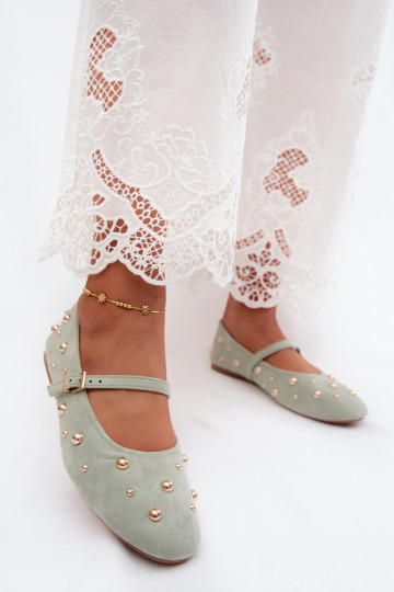 Balerīnas ar dekorāciju un siksniņām piparmētru krāsā Cuddly