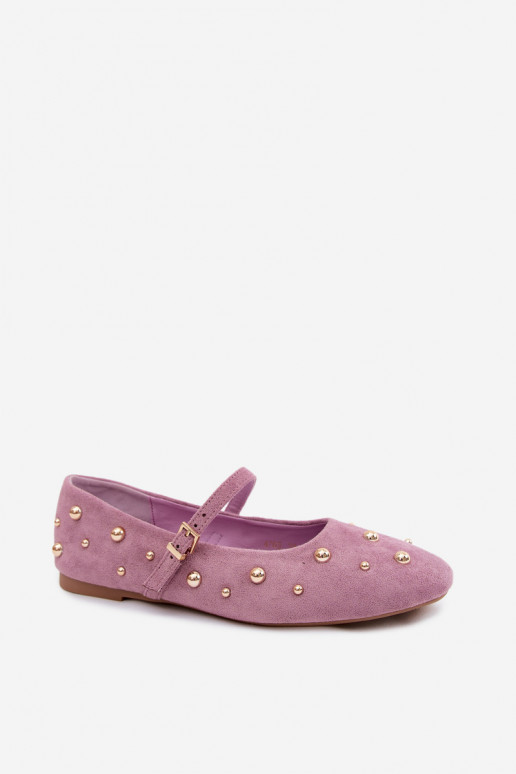 Balerīni ar dekorāciju un siksnām violetā krāsā Cuddly