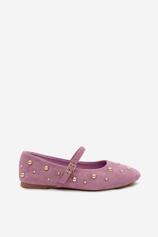 Balerīni ar dekorāciju un siksnām violetā krāsā Cuddly