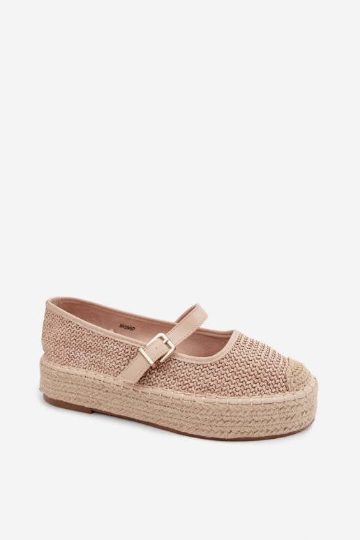 Smilšu espadrilles ar siksnām uz platformas Coastina