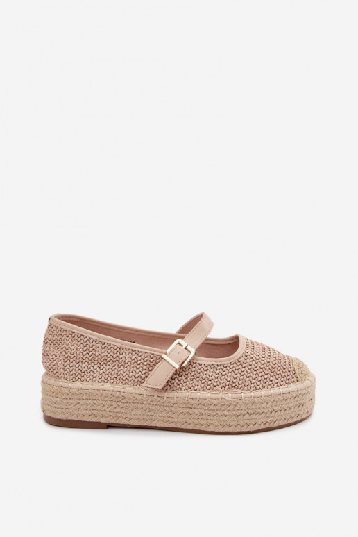 Smilšu espadrilles ar siksnām uz platformas Coastina