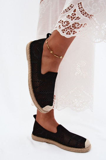 Melnas mežģīņu espadrilles Candessa