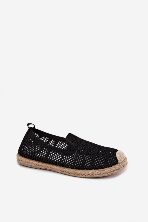 Melnas mežģīņu espadrilles Candessa