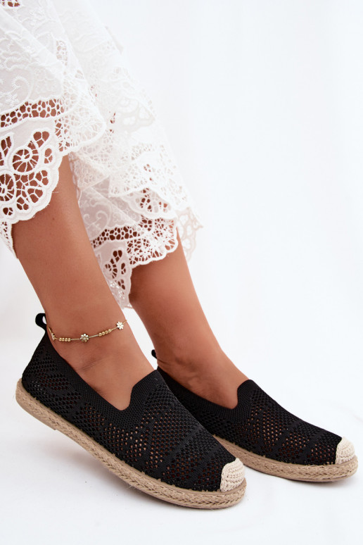 Melnas mežģīņu espadrilles Candessa