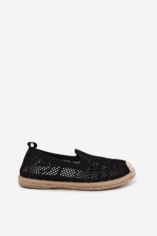 Melnas mežģīņu espadrilles Candessa