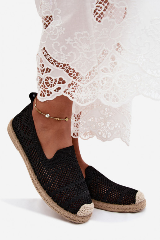 Melnas mežģīņu espadrilles Candessa