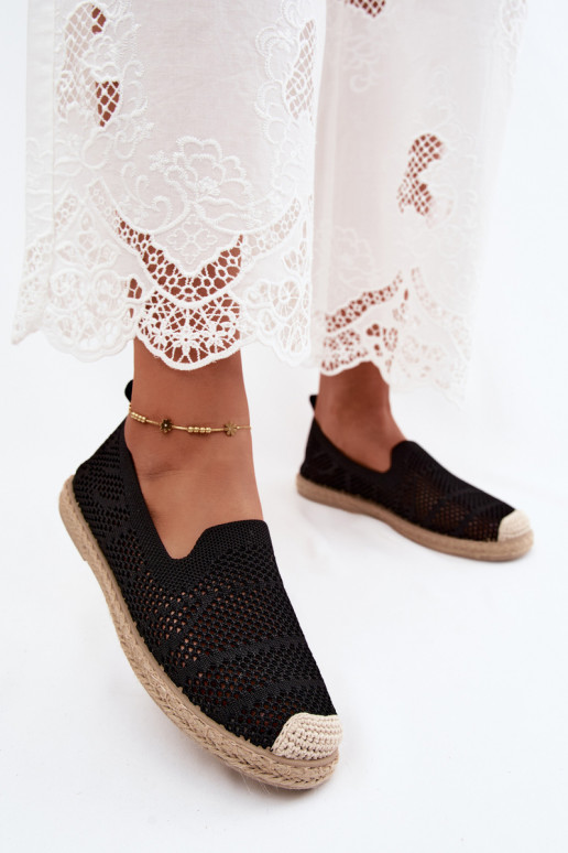 Melnas mežģīņu espadrilles Candessa