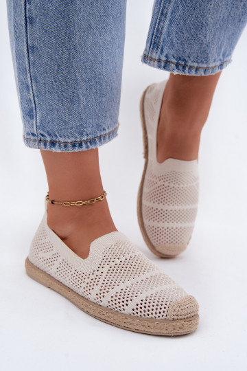 Caurspīdīgas ziloņu kaula krāsas espadrilles Candessa