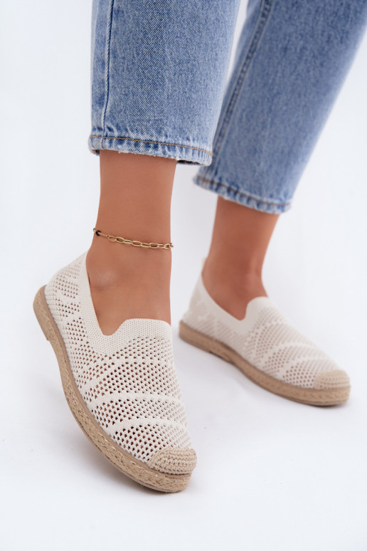 Caurspīdīgas ziloņu kaula krāsas espadrilles Candessa