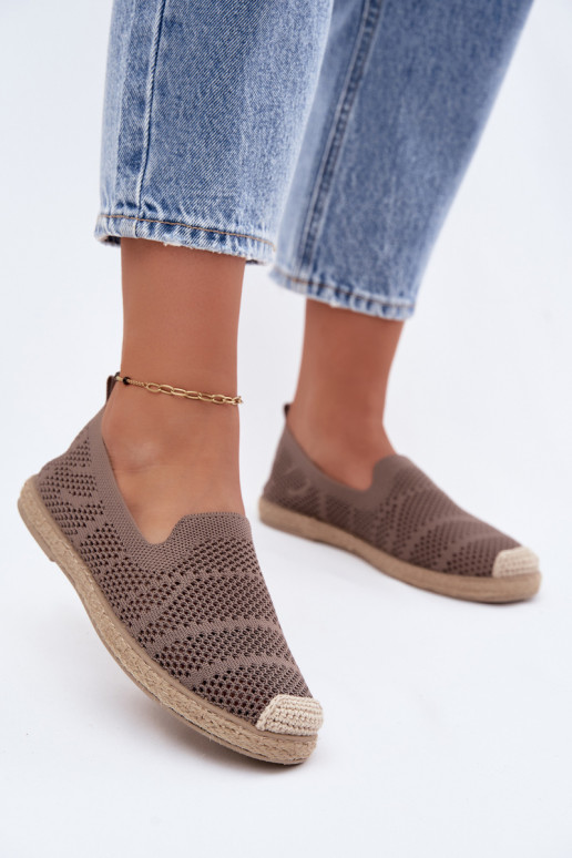 Caurspīdīgas haki krāsas espadrilles Candessa