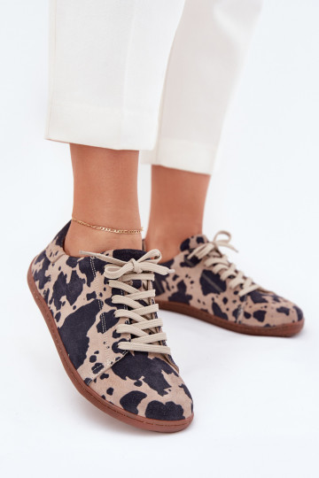 Brūna-beige mākslīgās zamšā casual apavi Barefoot Zazoo N1120