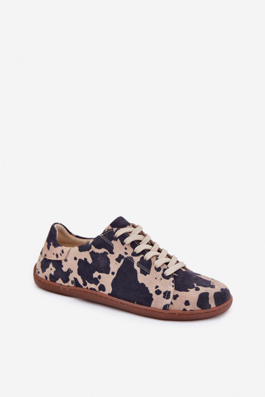 Brūna-beige mākslīgās zamšā casual apavi Barefoot Zazoo N1120