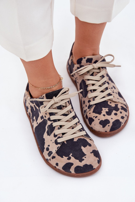 Brūna-beige mākslīgās zamšā casual apavi Barefoot Zazoo N1120