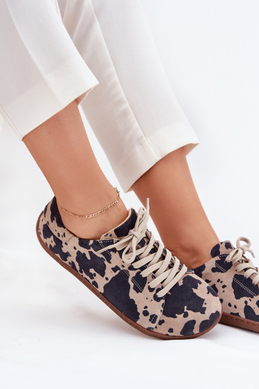 Brūna-beige mākslīgās zamšā casual apavi Barefoot Zazoo N1120