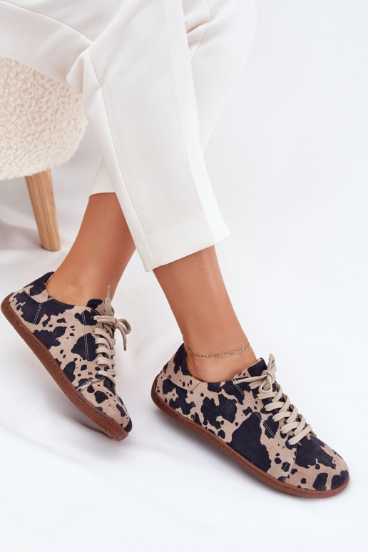 Brūna-beige mākslīgās zamšā casual apavi Barefoot Zazoo N1120