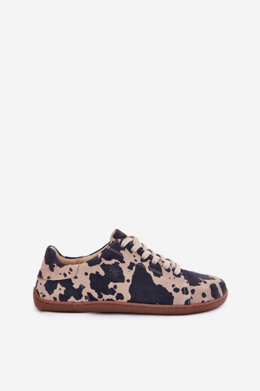 Brūna-beige mākslīgās zamšā casual apavi Barefoot Zazoo N1120