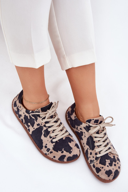 Brūna-beige mākslīgās zamšā casual apavi Barefoot Zazoo N1120