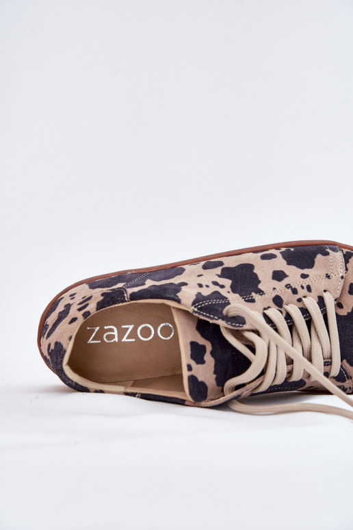 Brūna-beige mākslīgās zamšā casual apavi Barefoot Zazoo N1120
