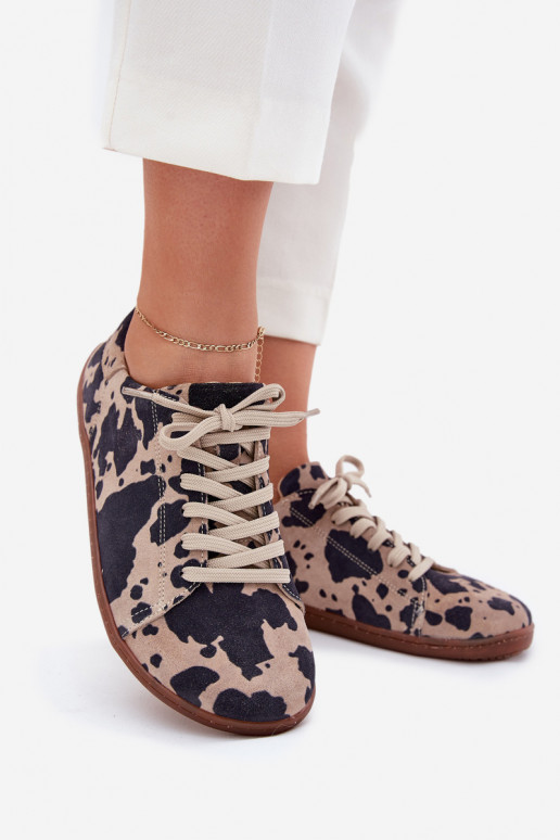 Brūna-beige mākslīgās zamšā casual apavi Barefoot Zazoo N1120