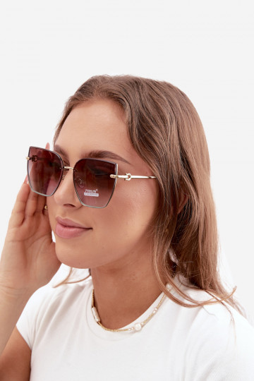 Bezrāmju saulesbrilles kaķa acs brūni-zili ar UV 400 filtriem
