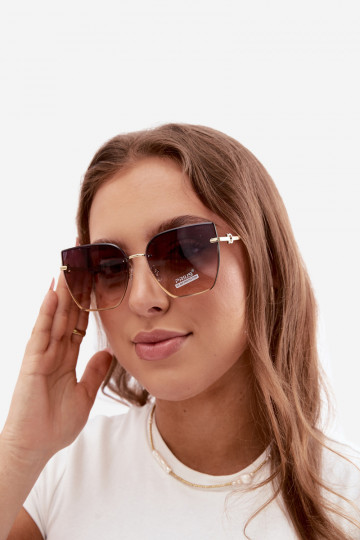 Bezrāmju saulesbrilles kaķa acs brūnas ar UV 400 filtriem