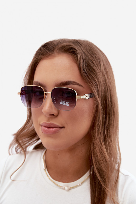 Saulesbrilles ar plānām rāmēm un UV filtru, zelta-melnas