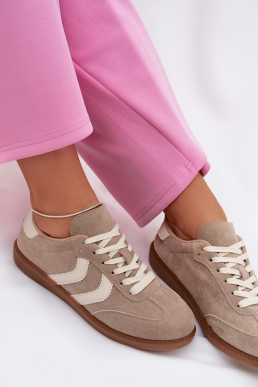 Beige sieviešu sneakeri no mākslīgās zamšā Jesavella