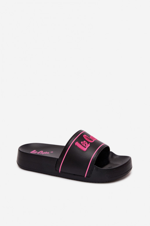 Sieviešu melnas čības ar platformu Lee Cooper