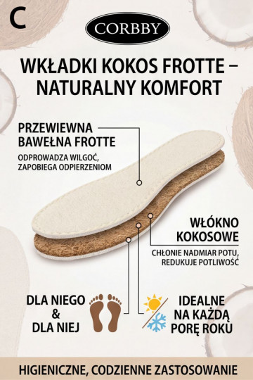 Corbby KOKOS FROTTE Vissezonas apavu ieliktņi 2