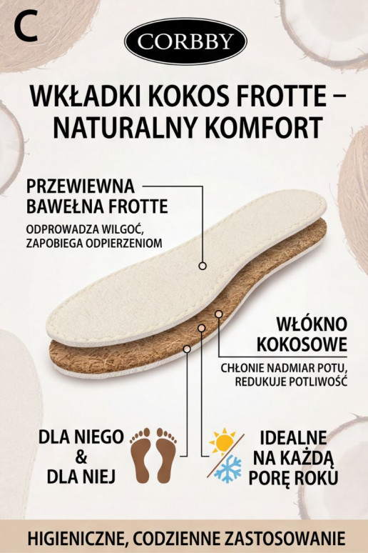 Corbby KOKOS FROTTE Vissezonas apavu ieliktņi
