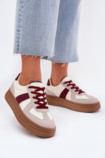 Sieviešu sneakers ar platformu bordo krāsā Dovina