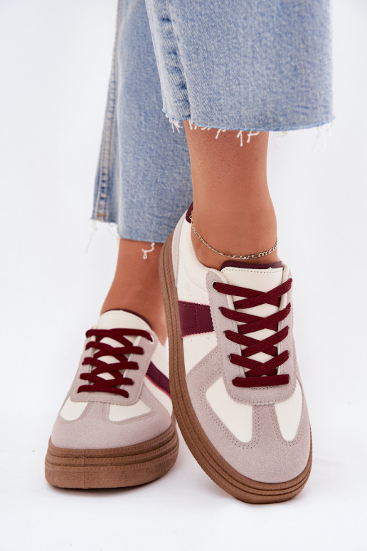 Sieviešu sneakers ar platformu bordo krāsā Dovina